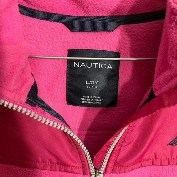 Nautica Raspberry Fleece Zip Up Jacket Size L 12/14 - Picture 2 of 3